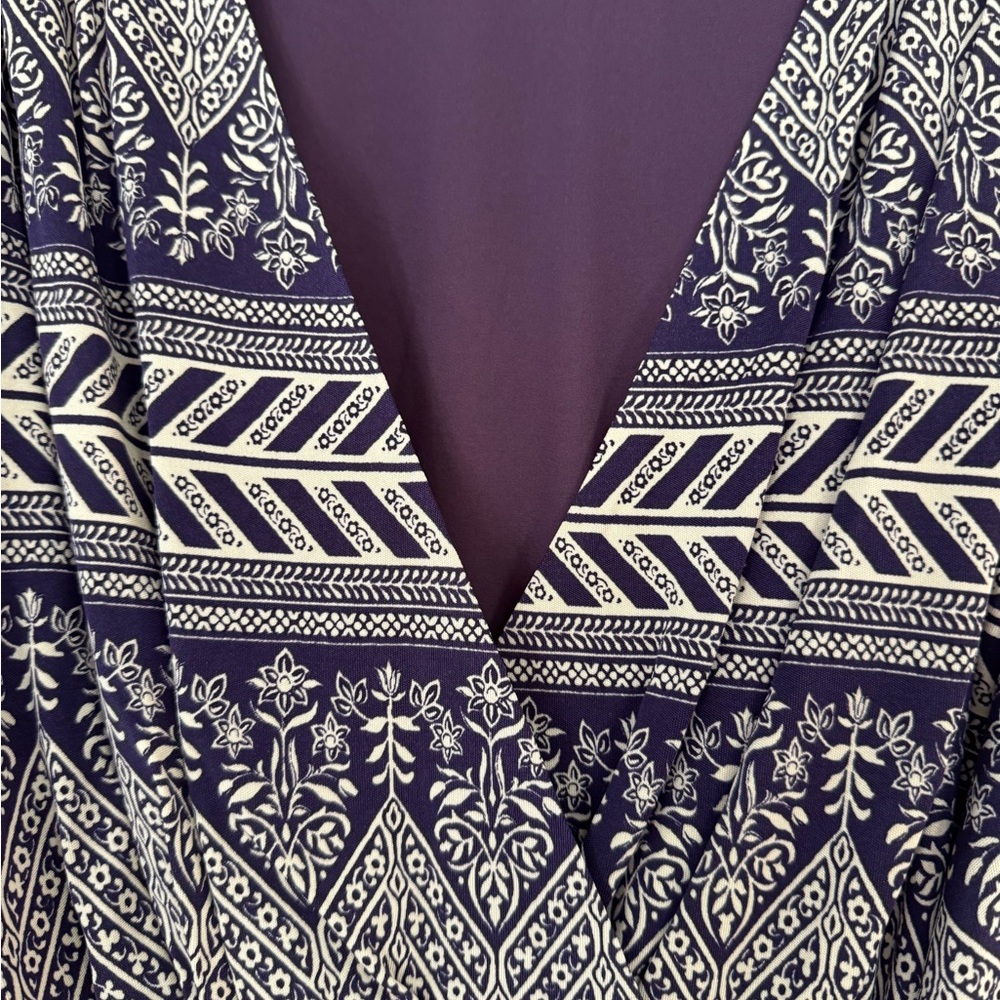 TORY BURCH Summer Bohemian Patterned V-Neck Faux Wrap Dress